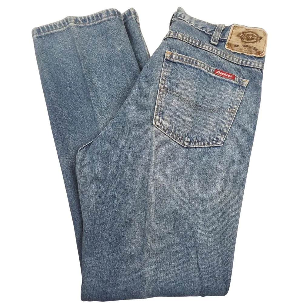 Dickies Jeans Mens 34x32 Blue Denim Straight Fit Work Wear Rugged Casual Outdoor